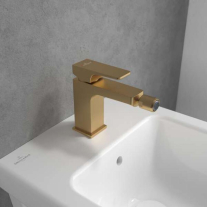 Baterie de bideu Villeroy&Boch, Architectura Square, cu ventil cu tijă, brushed gold